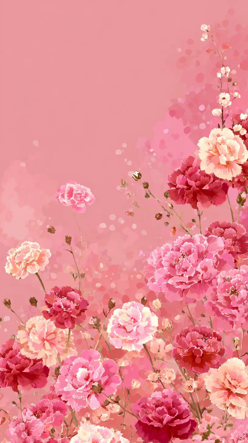 ピンク花壁紙 虹彩の花影｜一本の花が紫から青に変化する線で描かれたピンク花壁紙。淡いグラデーションが幻想的に広がり、儚げな美しさを強調している。