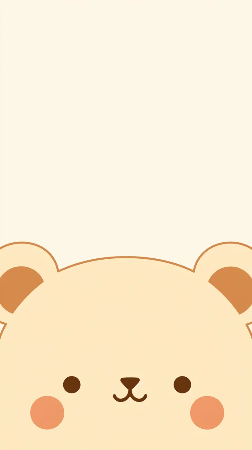 かわいいくま壁紙アップ顔｜大きなくまの顔が画面いっぱいに広がるかわいいくま壁紙。余白を活かしたレイアウトが印象的で、シンプルながらも温もりを感じさせる愛らしい表現となっている。