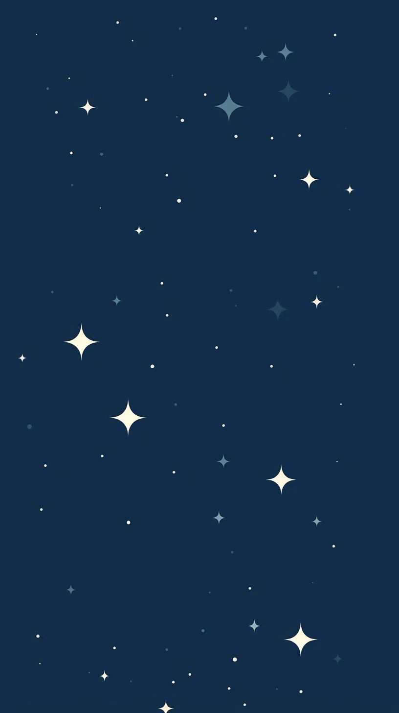 おしゃれ夜空の瞬き壁紙｜濃紺の闇に輝く大小の星が柔らかに瞬くおしゃれ夜空の壁紙。星の形がアクセントとなり、空間に華やかさと上品さを与えている。