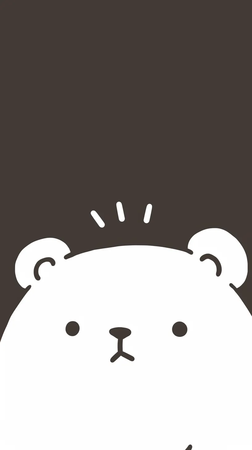かわいいくま壁紙モノクロ調｜白と黒のコントラストで表現されたシンプルなくまが印象的なかわいいくま壁紙。無駄のない構図が洗練された雰囲気を生み、モノトーンの魅力を感じさせる。