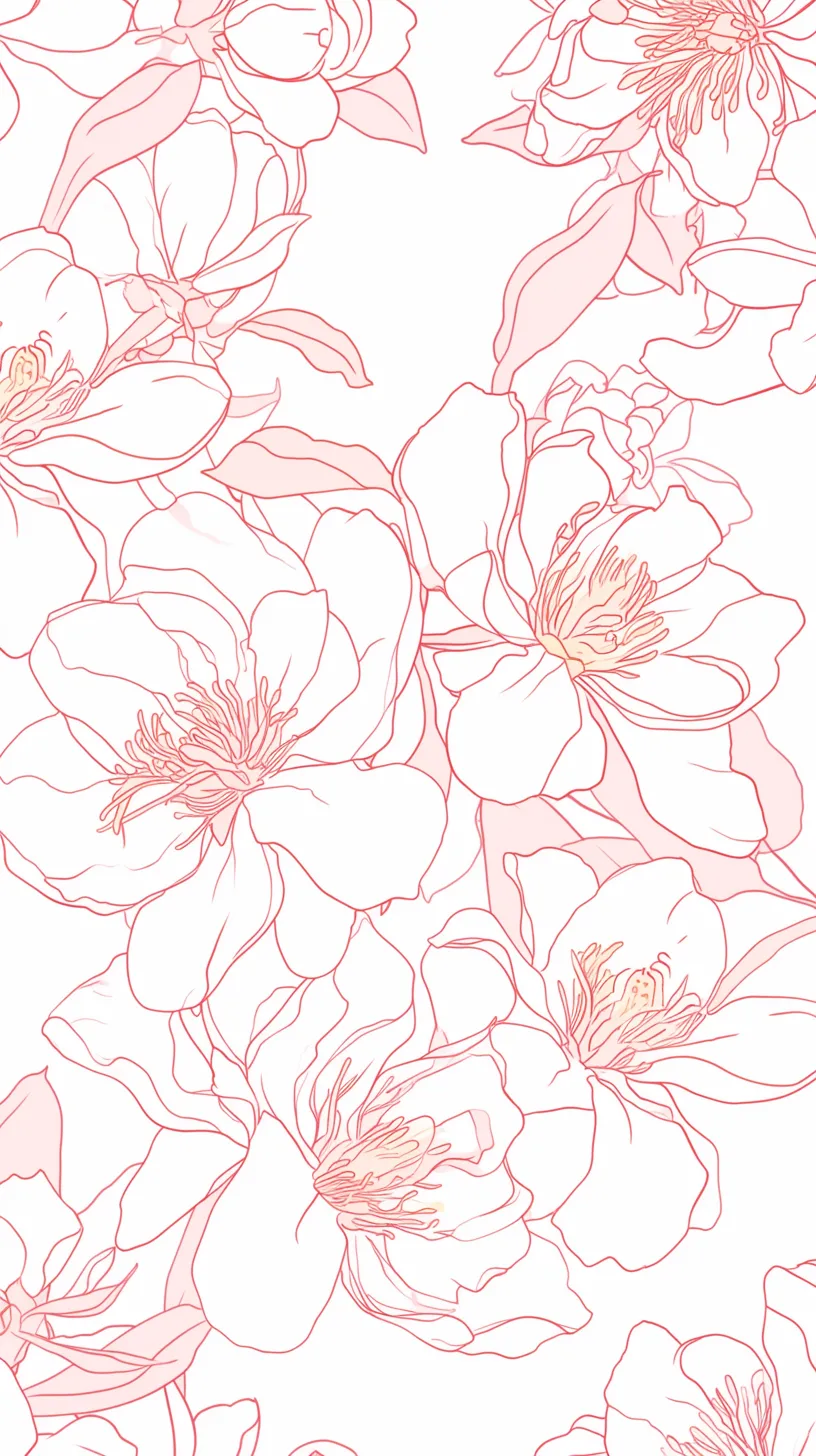 おしゃれ春壁紙 華やぐ牡丹｜おしゃれ春を彩る牡丹の花が大胆に描かれた壁紙。赤みを帯びた柔らかな線が重なり合い、花びらの豊かさを際立たせる。大きなモチーフの配置が視線を引き込み、華やかさと親しみやすさを同時に演出している。