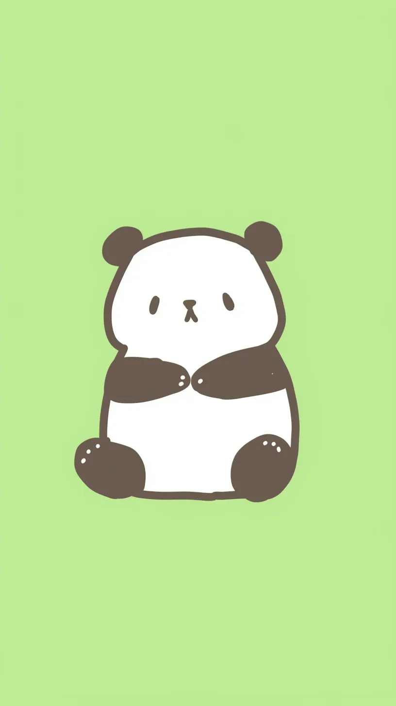 パンダ壁紙ミント色｜淡いミントグリーンを背景に、シンプルな線で表現されたパンダが座る壁紙。控えめな表情と柔らかな色合いが落ち着いた可愛さを引き立て、癒しの空気感を漂わせている。