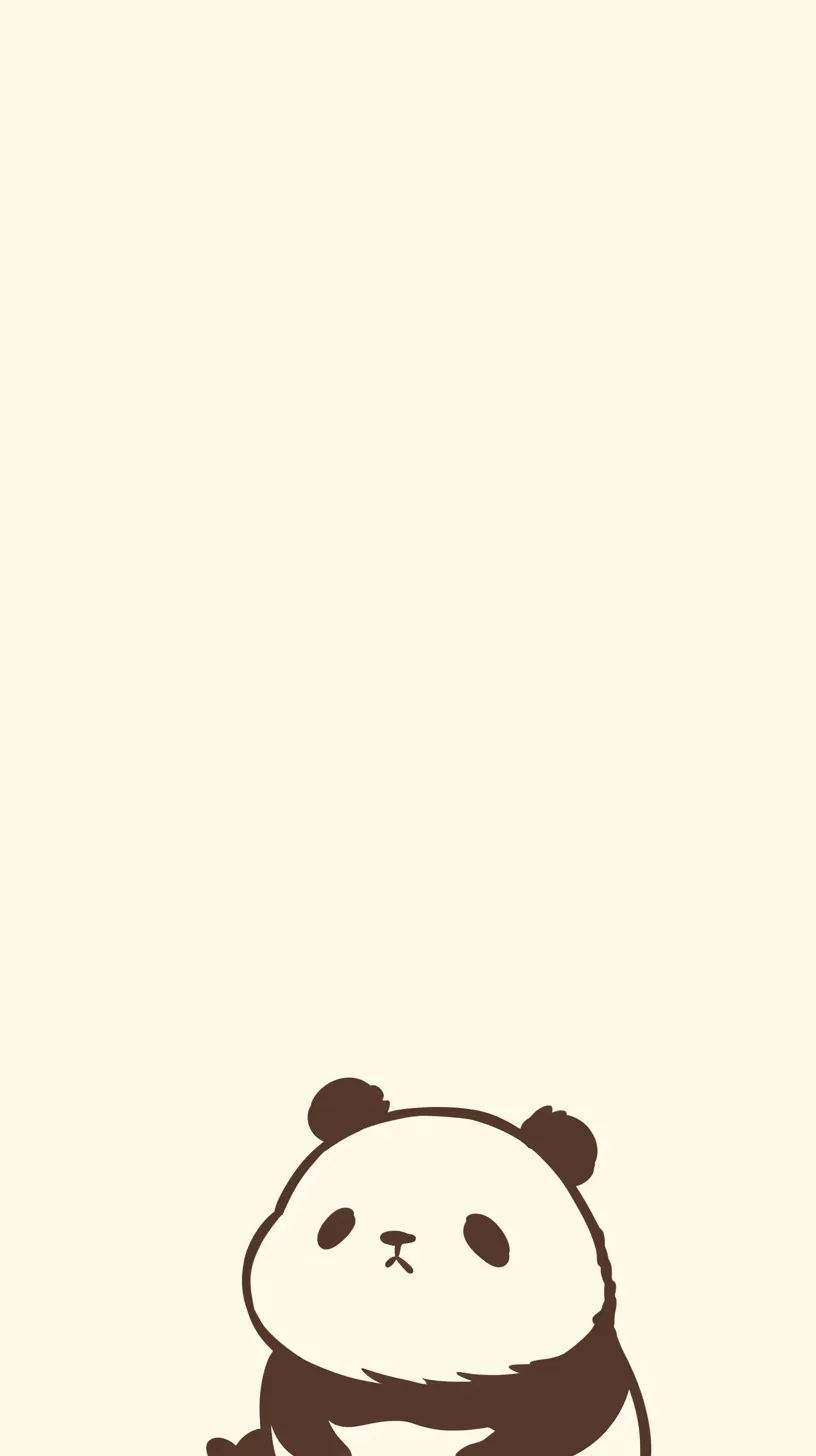 かわいいパンダ壁紙ちょこん姿｜生成りの背景に小さく座るかわいいパンダ壁紙。控えめな表情と余白の広さが、静けさとあどけなさを同時に表現し、素朴な魅力を漂わせている。