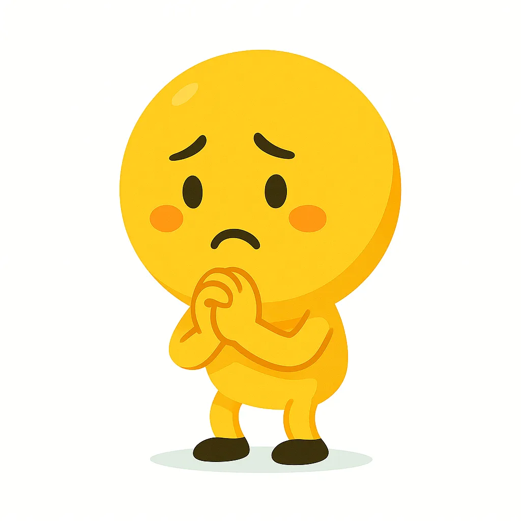 ごめん顔文字のお願いキャラ｜手を合わせて謝罪する「顔文字」m(_ _)mのキャラ。優しい表情としっかりとしたお辞儀の姿勢が、素直に謝る気持ちを優しく表現しています。