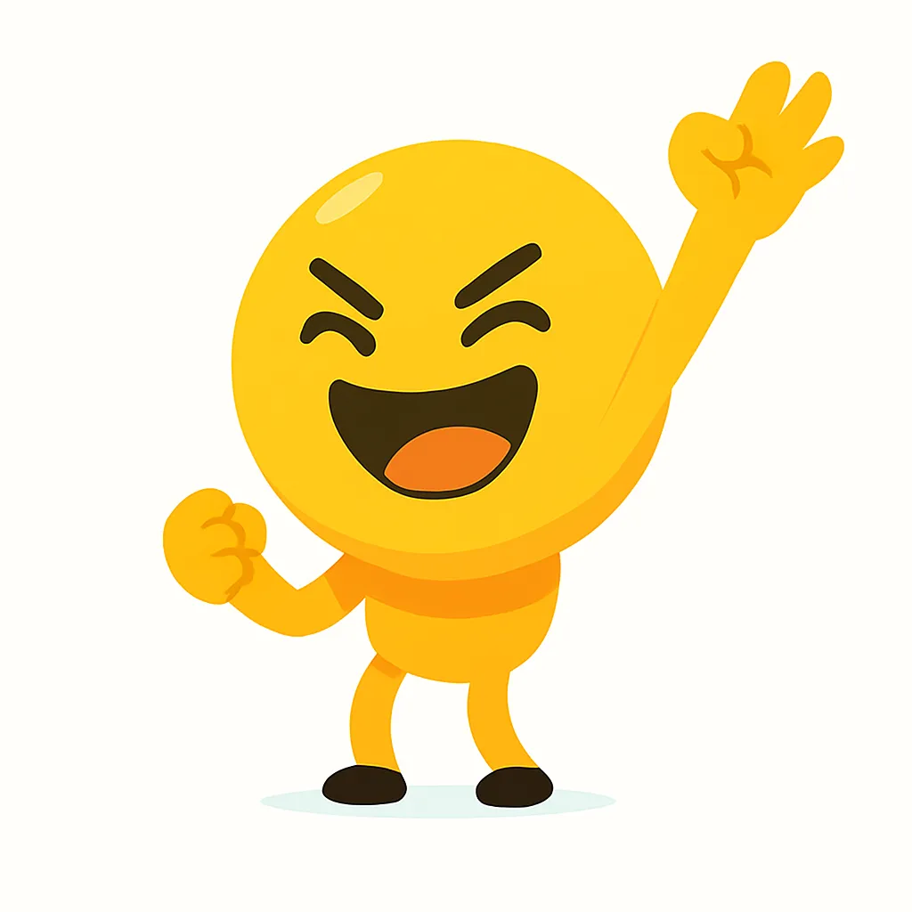 頑張る顔文字（`･ω･´）｜拳を強く握って声を上げるような頑張る顔文字（`･ω･´）。鋭い眉としっかりした立ち姿で、前向きな気持ちと意志の強さを印象的に表現。　(`･ω･´)