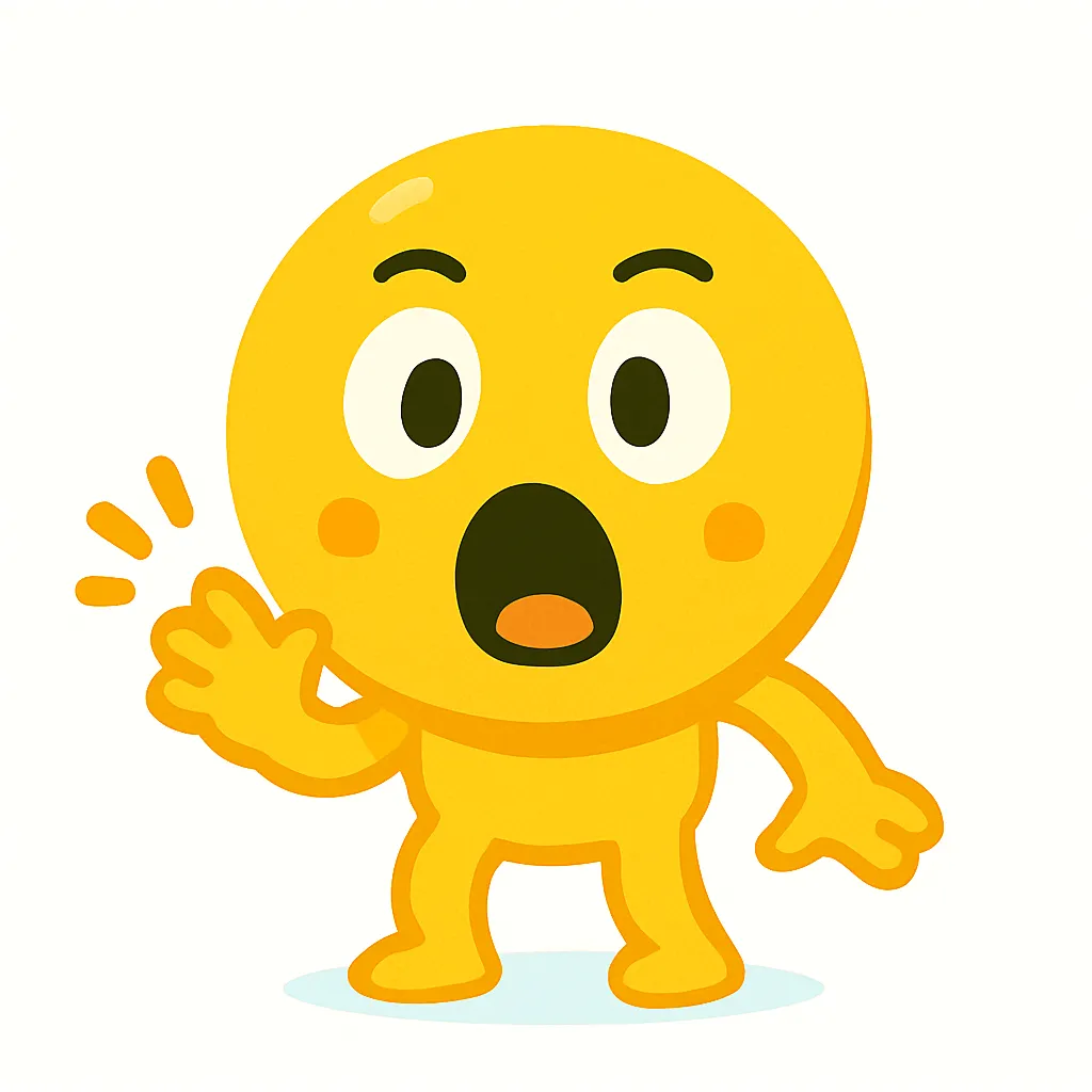 びっくりな顔文字キャラ(°口°;)｜ぱっと広げた手と大きく開いた口が特徴的な「びっくり」顔文字キャラ。想定外の出来事に反応する瞬間をキャッチしたデザイン。ASCIIアート：(⊙_☉)