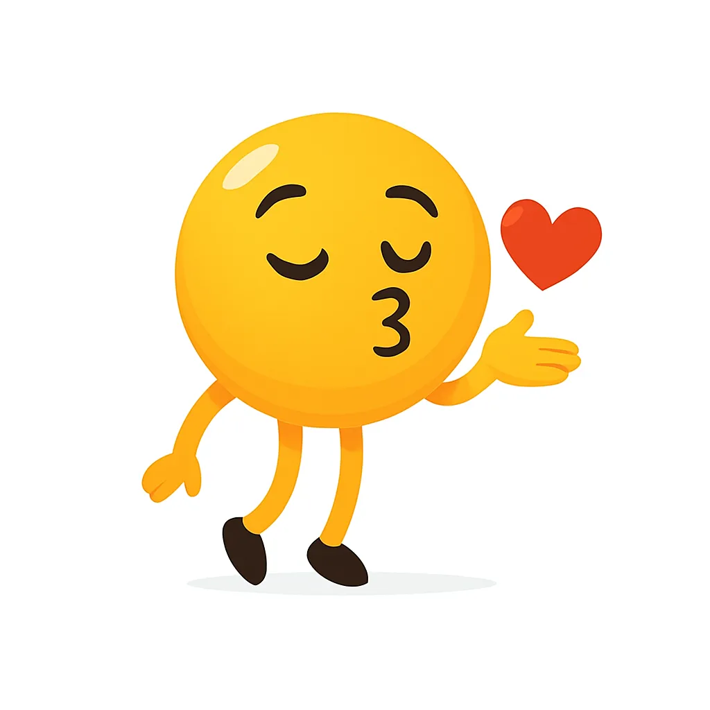 キス顔文字( ˘ ³˘)♥｜キュッと口をすぼめた表情と飛び出すハートが「キス顔文字」のポイント。愛情表現にぴったりな構図で、ふんわりした雰囲気が魅力。