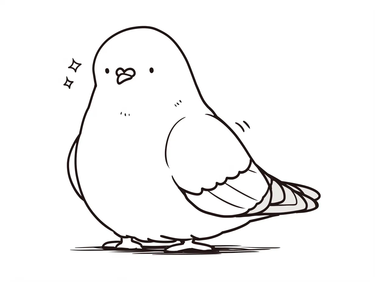 ゆるいハトのふっくらデザイン｜全体的に丸みを帯びた造形が特徴で、穏やかで安心感のある印象を与えます。ゆるいハトの柔らかな雰囲気は、プレゼンやパンフレットにやさしい印象を添える素材です。