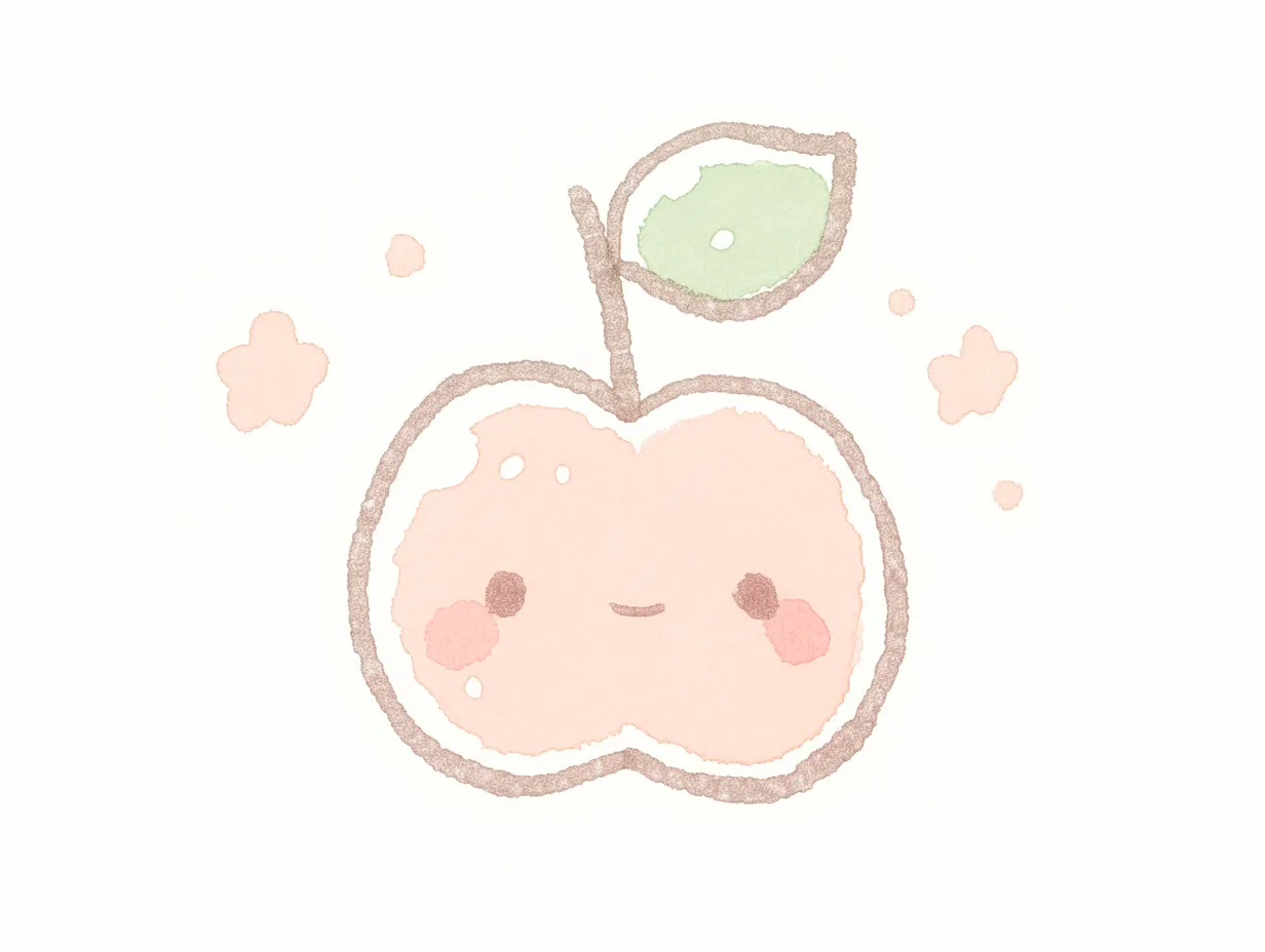 ゆるいさくらんぼの愛らしいキャラクター風イラスト｜柔らかな線と笑顔の表情が加わったゆるいさくらんぼ。キャラクター的な要素があり、親しみやすさを重視するプロモーション素材に活用できます。