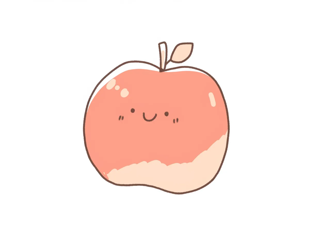 ゆるいリンゴの素朴でかわいいイラスト｜落ち着いたタッチと丸みを強調したゆるいリンゴ。やわらかい印象で、資料やチラシに取り入れることで親しみやすさを表現できるビジネス素材です。