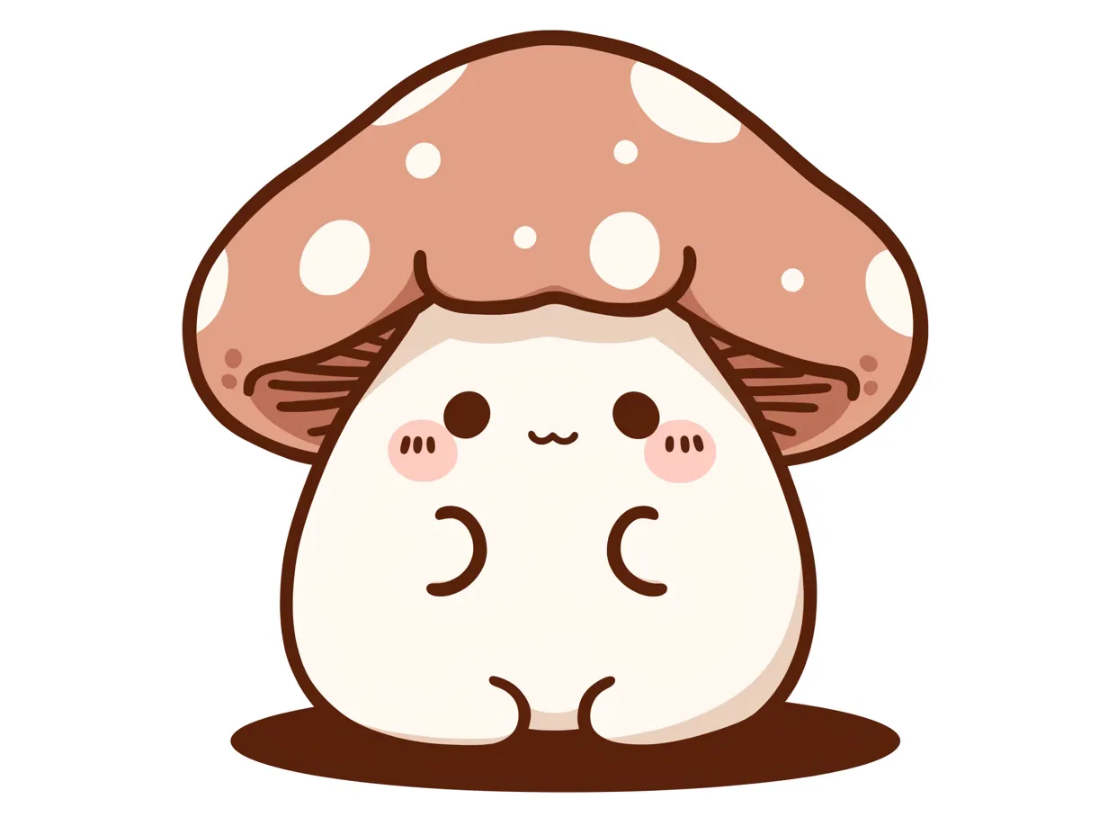 ゆるいきのこの赤い傘キャラクター｜赤い傘と愛らしい表情が特徴のゆるいきのこ。明るく元気な雰囲気を演出し、ポップな広告や販促用に活用できるビジネス素材です。