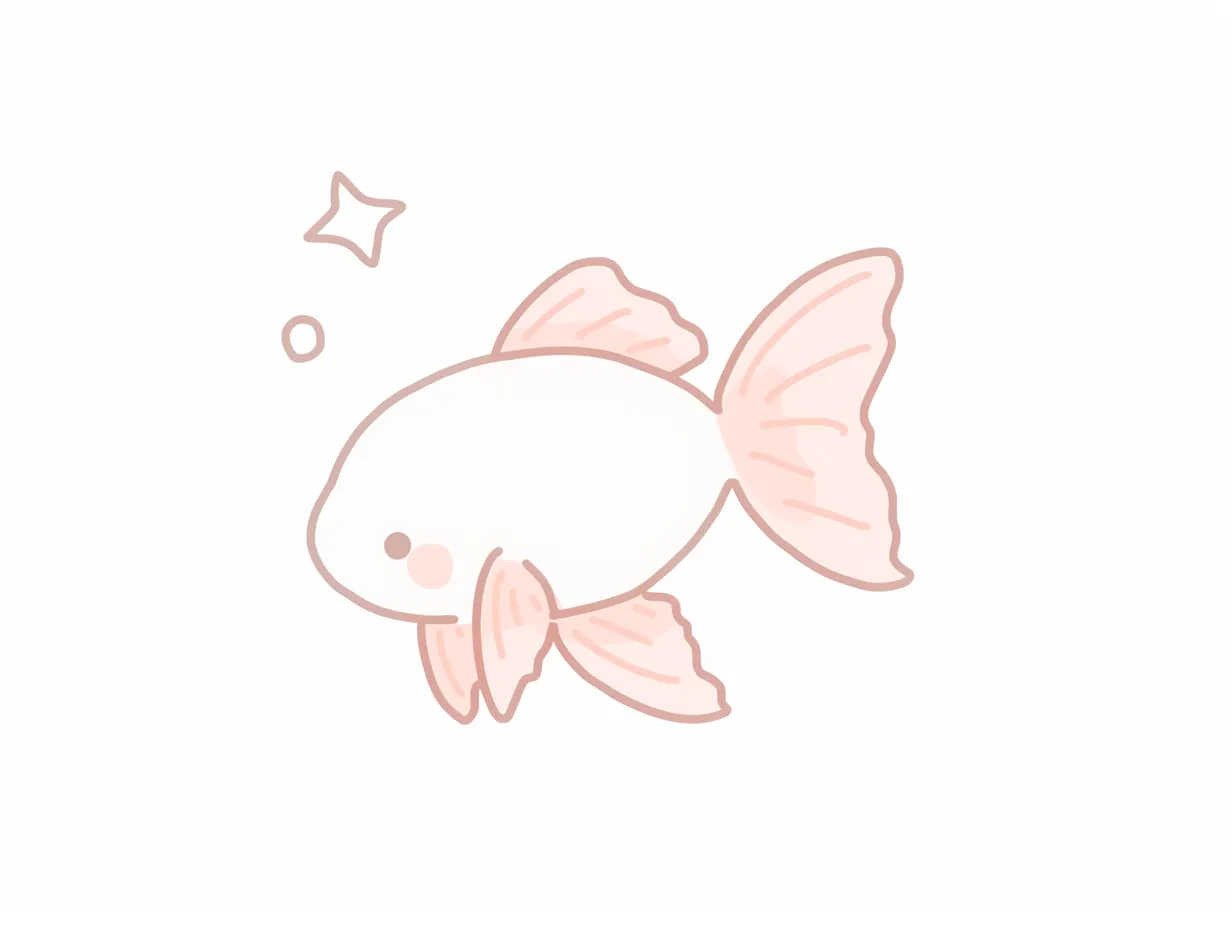 ゆるいおしゃれ金魚のイラスト｜淡い色合いとやわらかな線で描かれた金魚は、シンプルながらも上品な雰囲気を演出します。ゆるいおしゃれなタッチが、季節イベントや涼しさを表現する広告に活用しやすい素材です。
