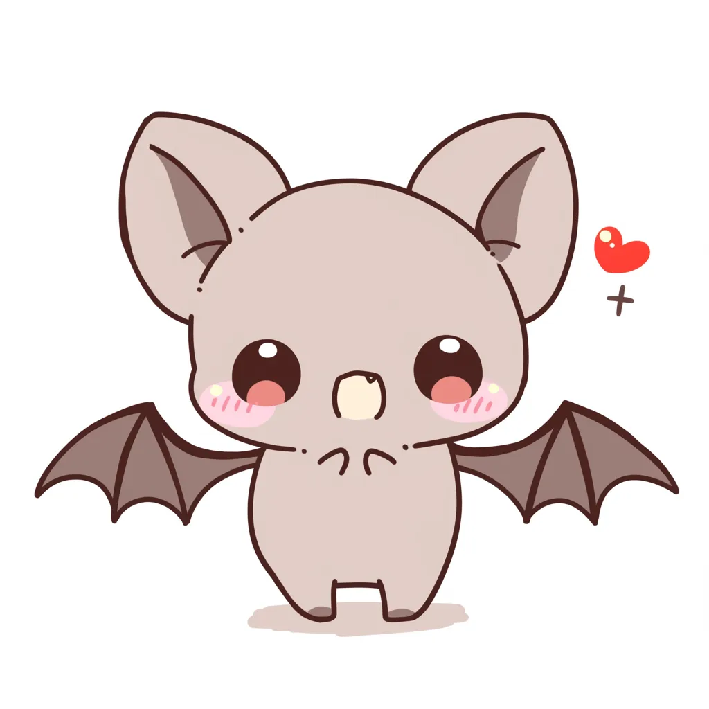 立ちポーズのコウモリキャラクター｜ちょこんと立った姿勢とつぶらな瞳が特徴的なコウモリキャラクター。ベージュトーンのボディと柔らかいタッチが、やさしさと安心感を与えます。