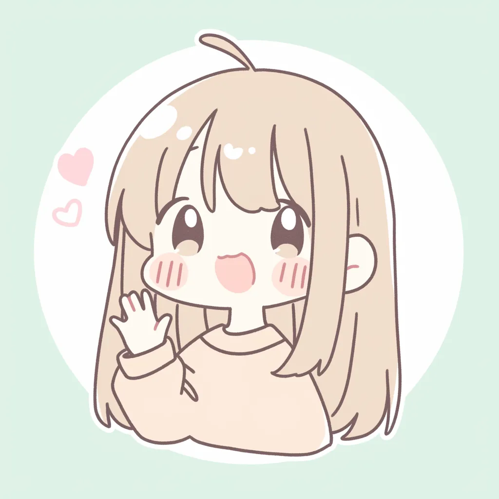 手を振る笑顔が愛らしいかわいいアイコン｜ふんわりとしたロングヘアと優しい表情が魅力的なアイコンです。にこやかに手を振る仕草が、見る人に温かい印象を与えます。柔らかい色合いとシンプルな線画が、穏やかな雰囲気を作り出しています。ナチュラルな魅力が詰まったかわいいアイコンです。