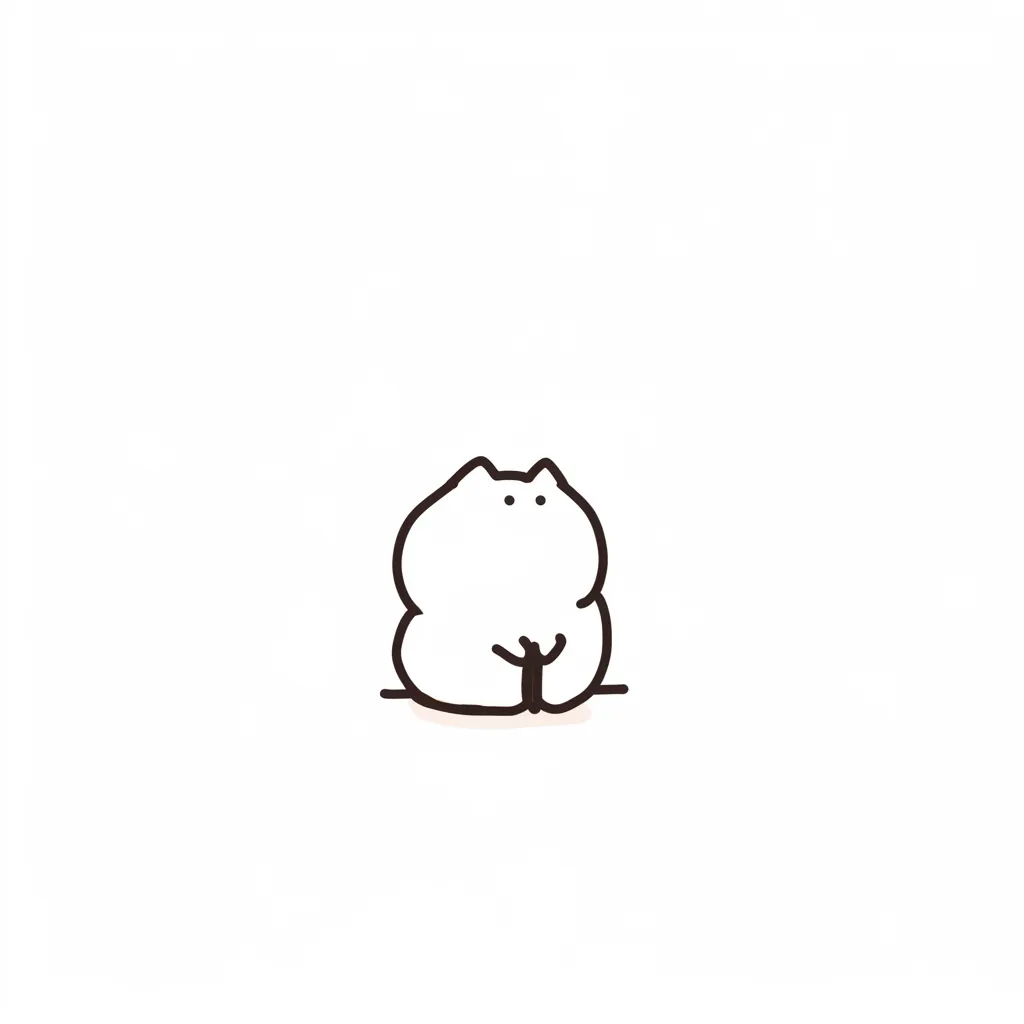 ちょこんと座るねこ かわいい韓国風アイコン｜小さく丸まっておすわりするねこが印象的なデザイン。シンプルながらも、ほんのりとした表情が愛らしさを引き立てます。余白を活かしたイラストが、かわいい韓国風アイコンとしてナチュラルで洗練された雰囲気を演出しています。